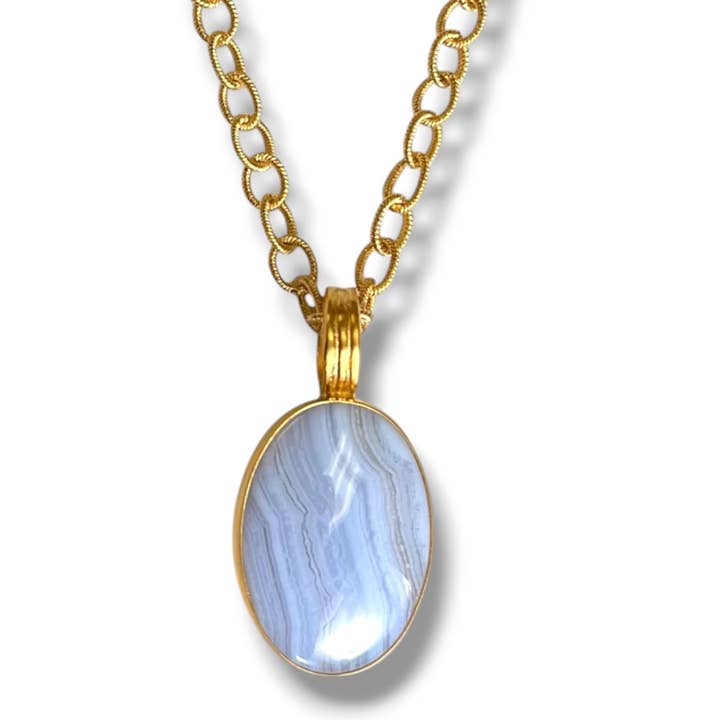 Blondeblonde Agat Oval Vedhæng for engroshandel hos Dina Mackney