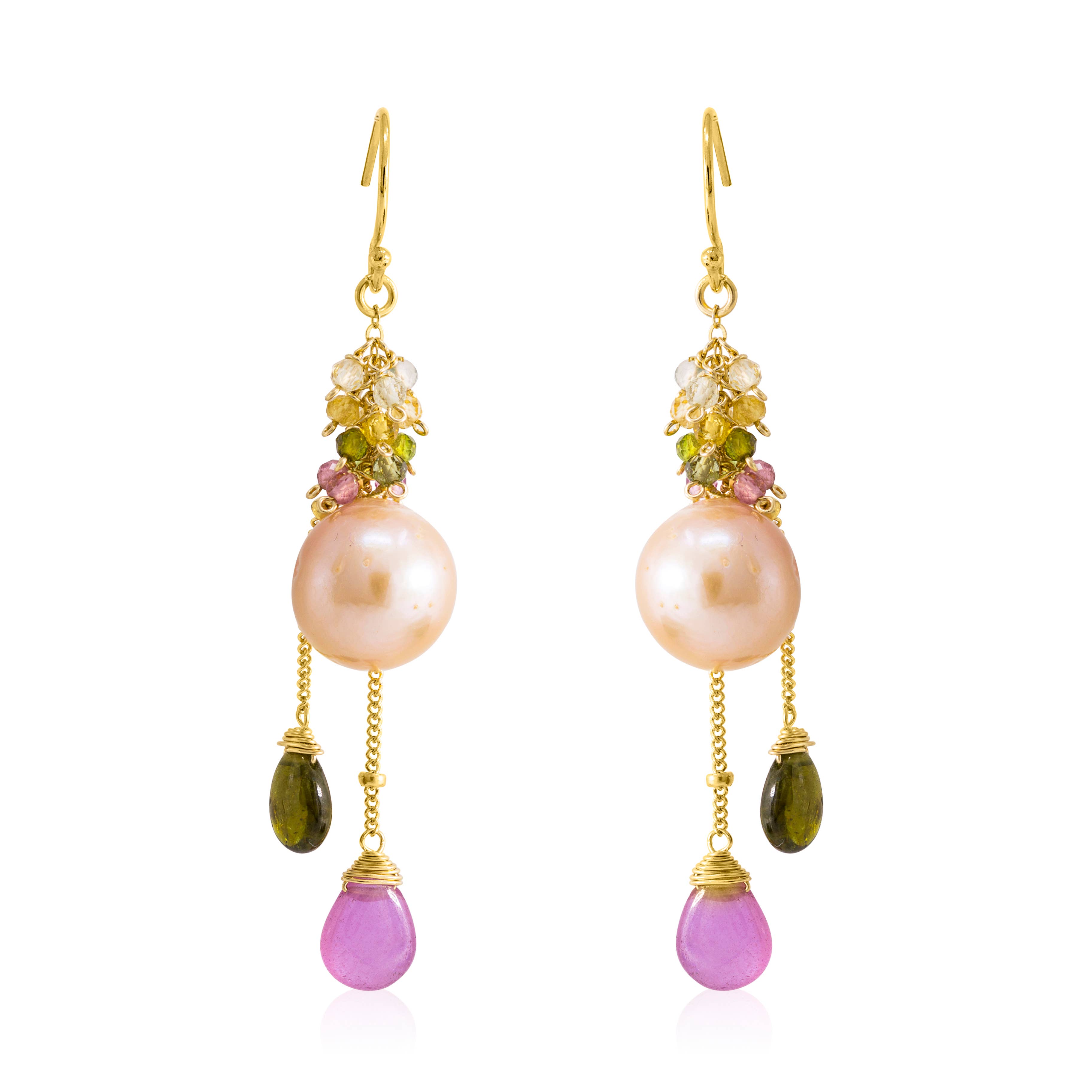 Baroque Pearl w/ Tourmaline & Pink Sapphire