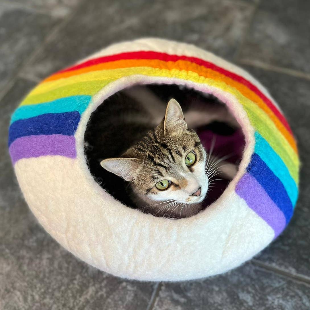 Friendsheep - Wholesale Pet Cave - Cat/Dog - Felt Wool Cat Cave RAINBOW Eco Kitty Cave5