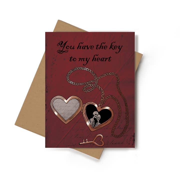 Heart Locket Valloween Valentine's Day Greeting Card-6 Pack for wholesale by Spooky Glam Paper
