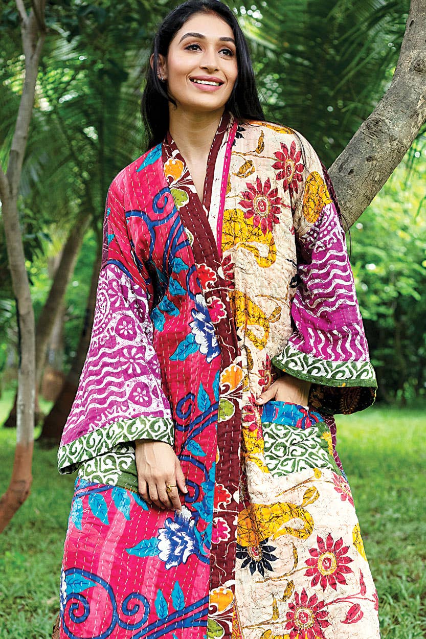 Sevya Handmade - Wholesale Robe - Women's - Kantha Kimono Robe5