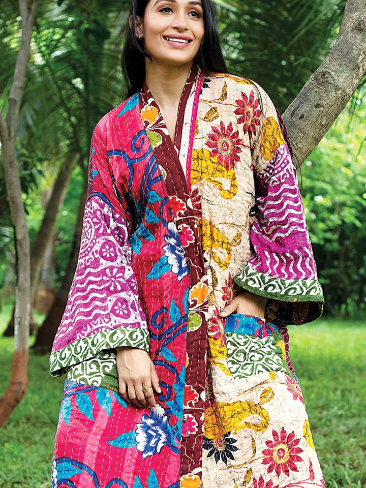 Sevya Handmade - Wholesale Robe - Women's - Kantha Kimono Robe5