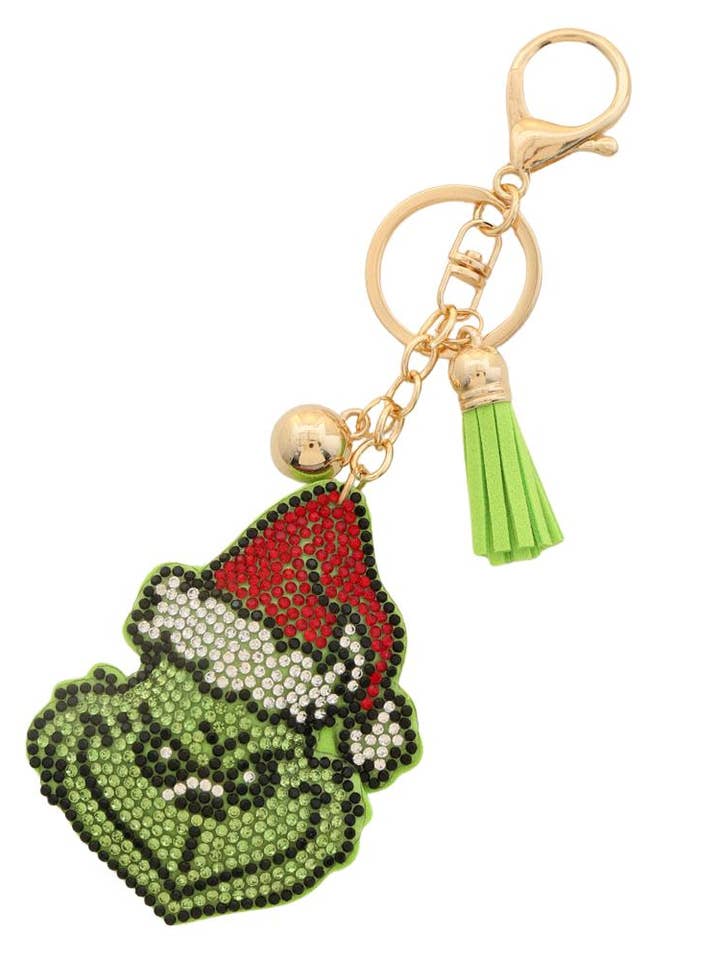 CHRISTMAS RHINESTONE KEYCHAIN Dr Seus Grich Santa Hat for wholesale by anbfashion