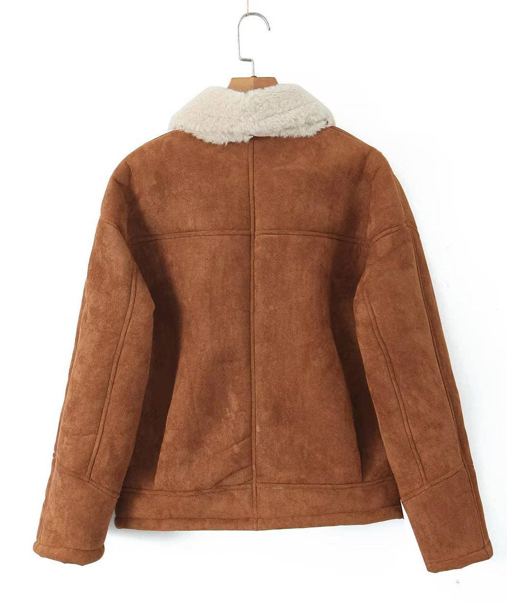 Aria Romance - Wholesale Bont/kunstbontjas - Dames - Retro lamsleren trenchcoat8