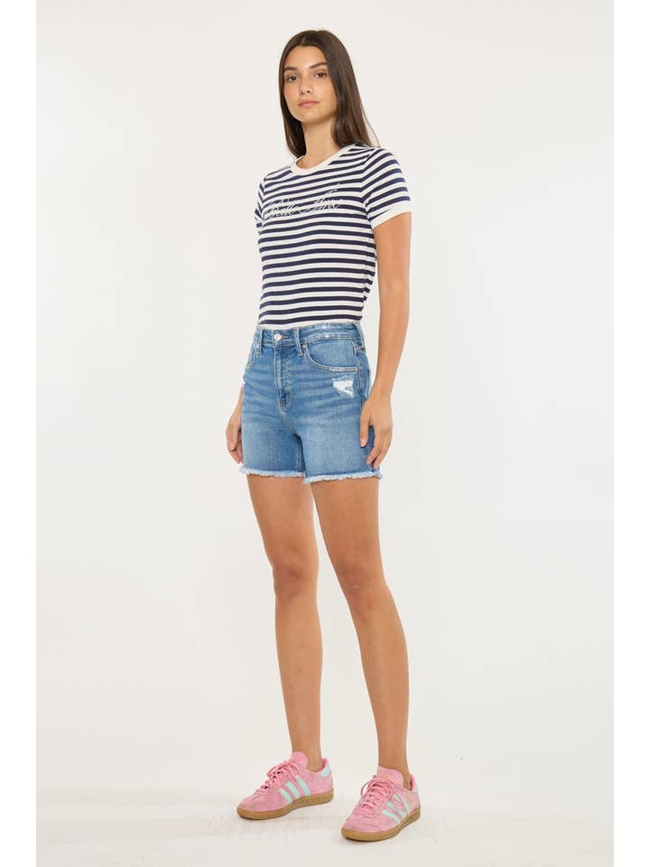 MEDIANO PANTALONES CORTOS DE MEZCLILLA DE TIRO ALTO OPEN PACK-KC9430M de venta al por mayor en Faire4