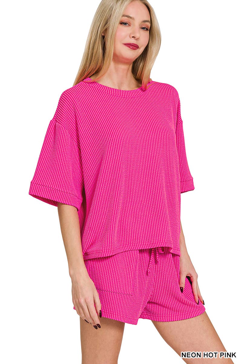 42POPS – Engroshandel Loungesæt - Dame – .Corded Rib T-shirt & Shorts 2-delt Sæt68