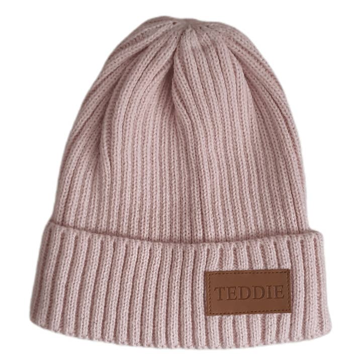 Pink Beanie Hat PU Logo Teddie London for wholesale by Teddie London