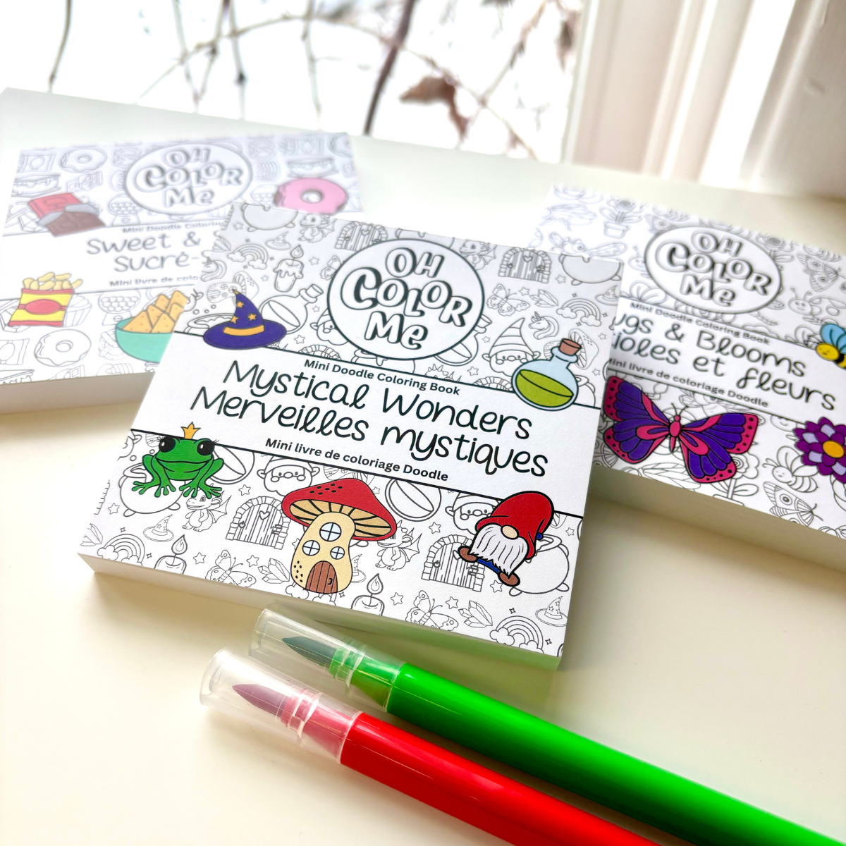Oh Color Me - Wholesale Colouring and activity book – adult - Mini Coloring Book Bugs & Blooms, 4"x4", Valentines Gift6