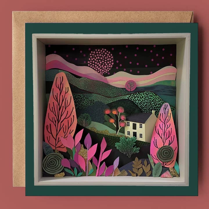 Countryside Hills Landscape 2D Printed Shadow Box Card for wholesale by Good Post Day