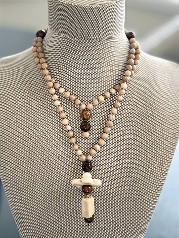 Jasper Flower (Gemstone Necklace) for wholesale by Meditate With Mala, LLC