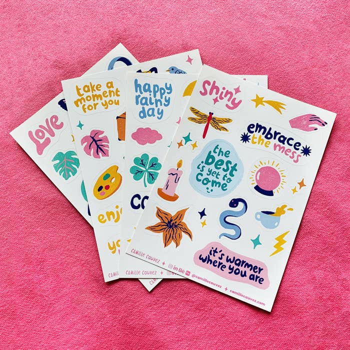 Camille Cauvez illustration et papeterie - Vente Autocollant - Planche De Stickers3