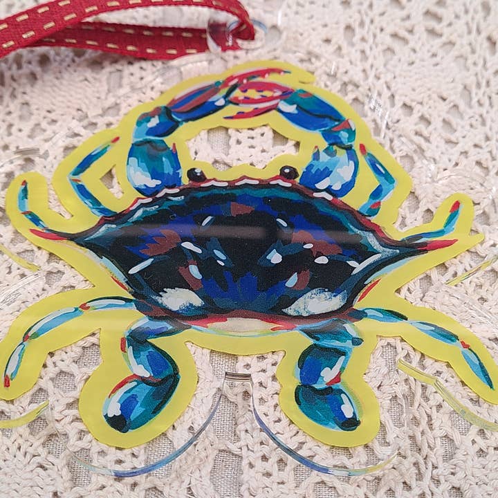 Blauer Krabbe Bruchsicherer Acrylanhänger für den Großhandel von Nattosoup Studio