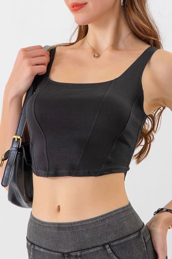 Rosa Clothing - Wholesale Tank Top - Women's - elasticated denim crop tank top brami top1