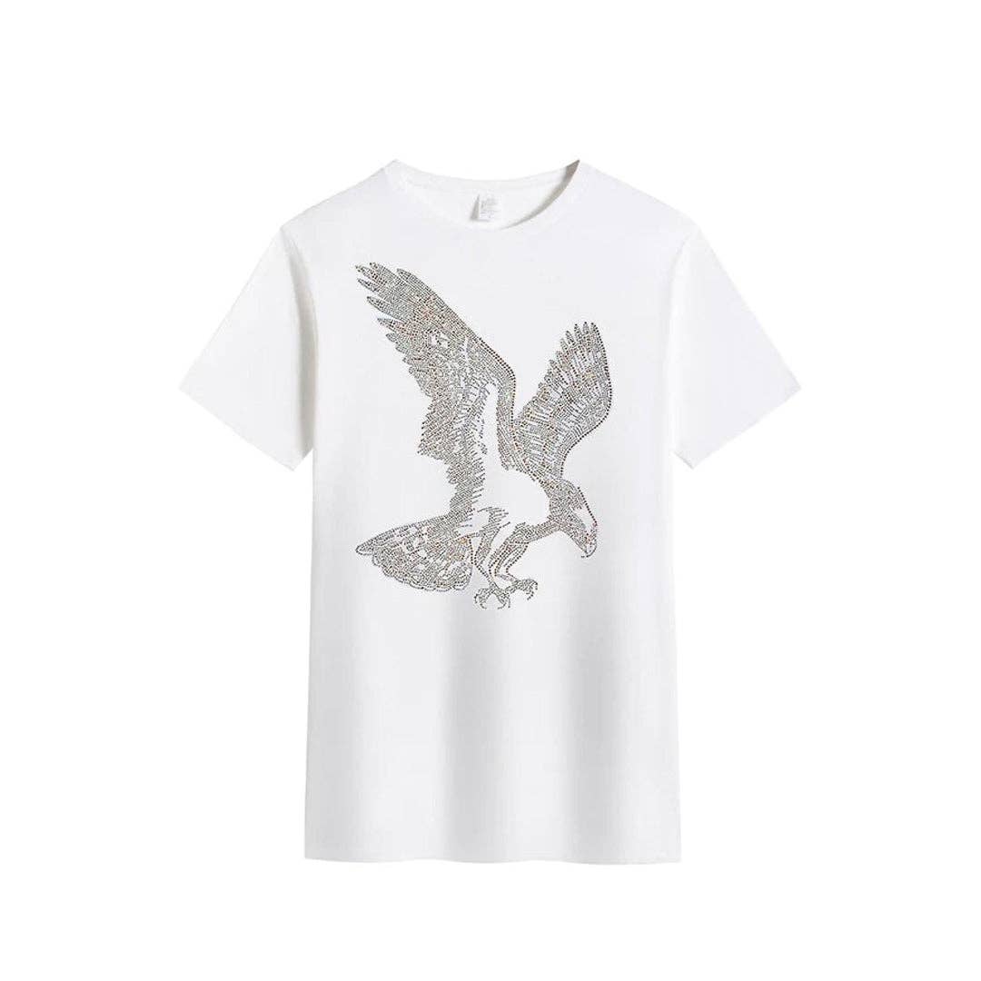 Rhinestone Belt Store - Wholesale T-Shirt (Graphic) - Men's - Men's Eagle Rhinestone Design Bling Sparkling T-Shirt0