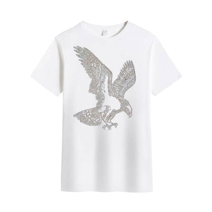 Rhinestone Belt Store - Wholesale T-Shirt (Graphic) - Men's - Men's Eagle Rhinestone Design Bling Sparkling T-Shirt0