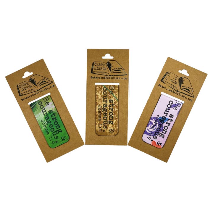 Einzelnes magnetisches Lesezeichen Joshua 1:9 Stark und mutig für den Großhandel von Carpe Librum