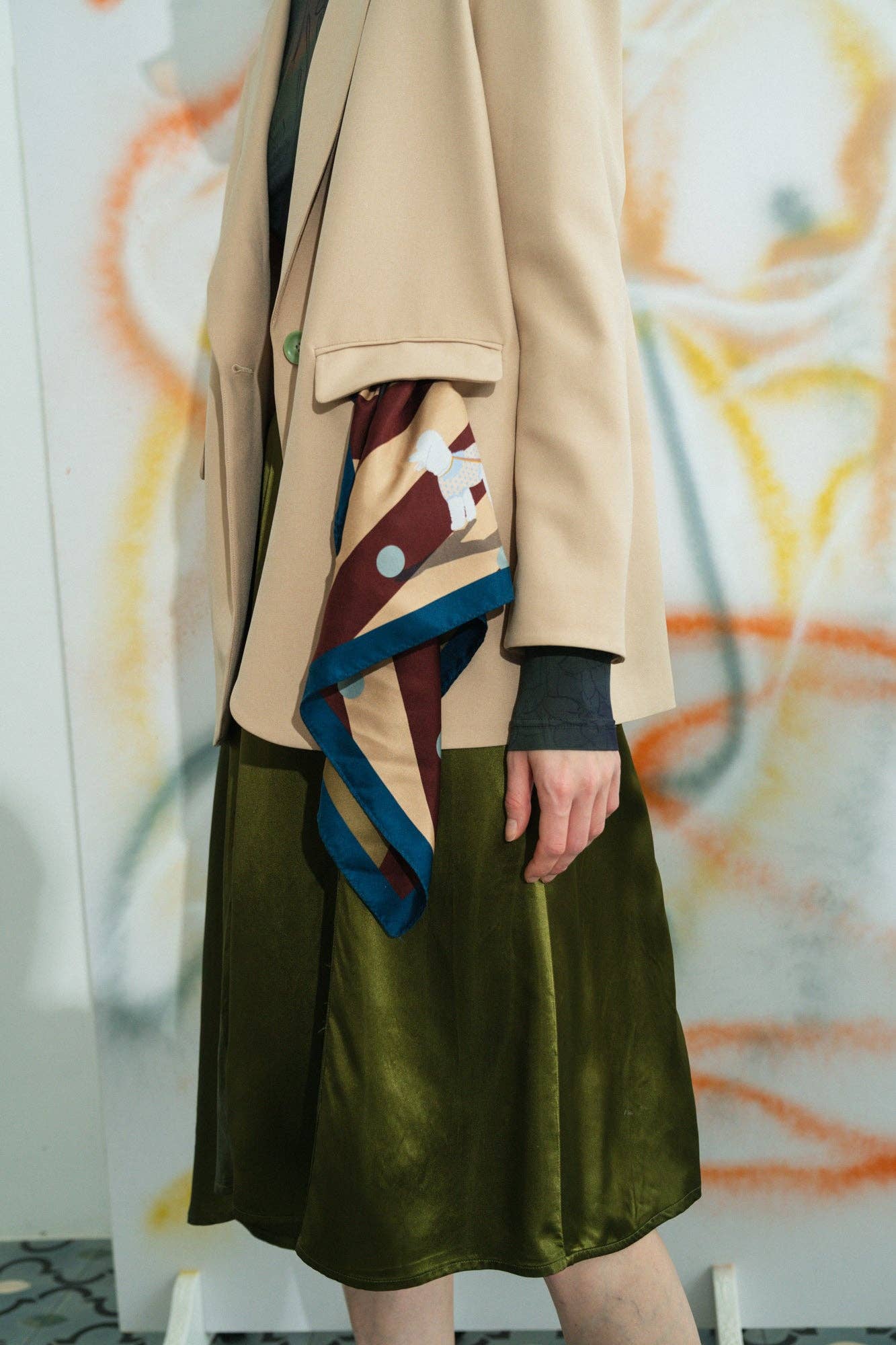 "Pandita the Dog" Silk Bandana - Coffee for wholesale on Faire5