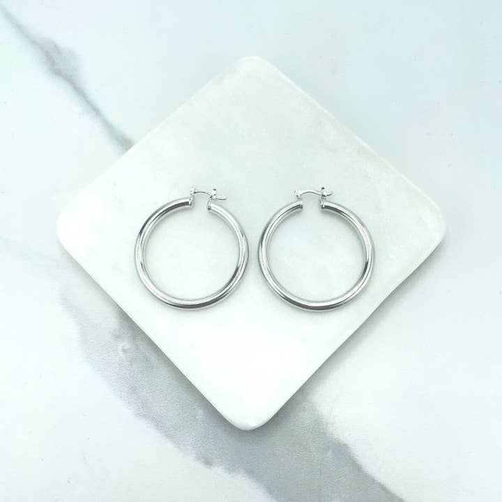 DIJU Jewelry - Wholesale Hoop Earrings - Silver Filled 2mm Thickness Hoops Earrings 30mm, 40mm, 50mm or 60mm, Wholesale Jewelry Making Supplies