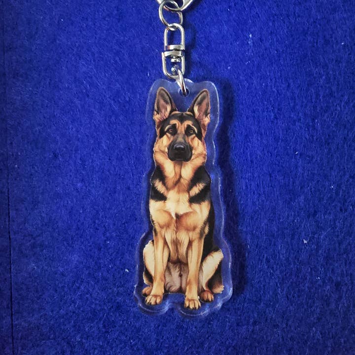 German Shepherd Sable Watercolor Style - Acrylic Keychain for wholesale by Designs by Mysh
