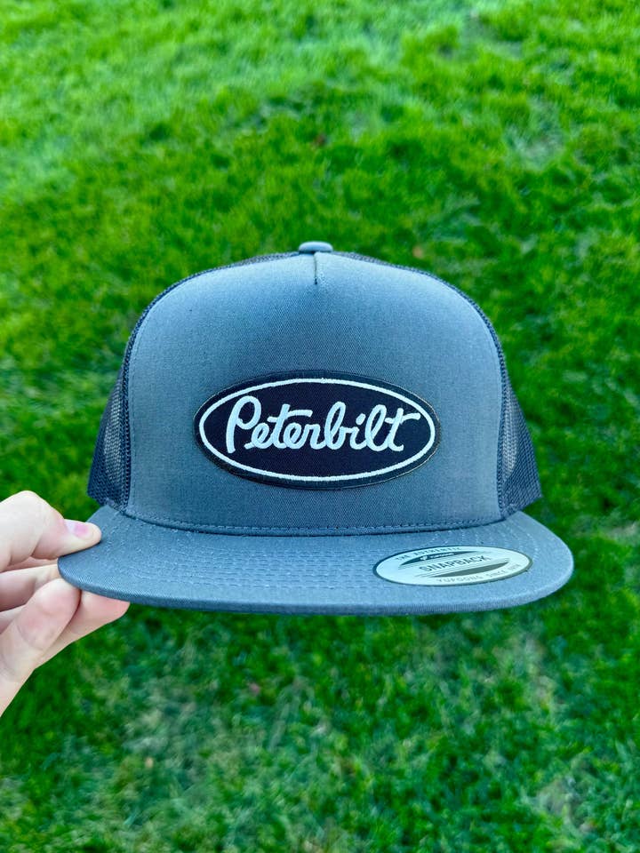 Peterbilt Charcoal/Black Snapback for wholesale by River Bent Hat Co.