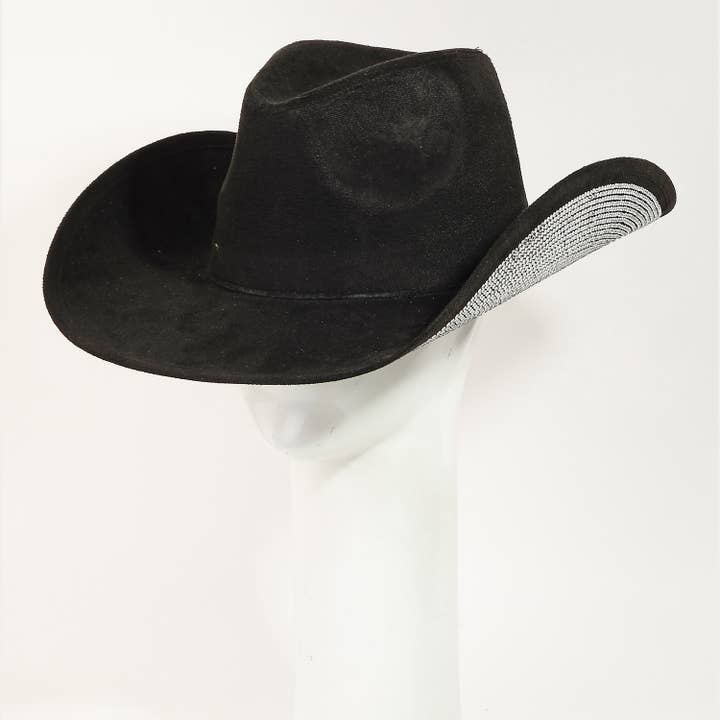 Collections by Fame Accessories - Wholesale Cowboy Hat - Women's - Western Studded Rhinestone Brim Cowboy Hat6