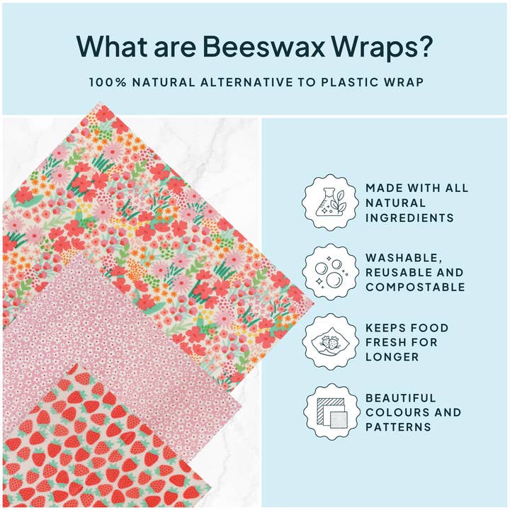 NATURE BEE - Wholesale Food Storage Wrap/Bag - Beeswax Wrap Variety Set - Pink1