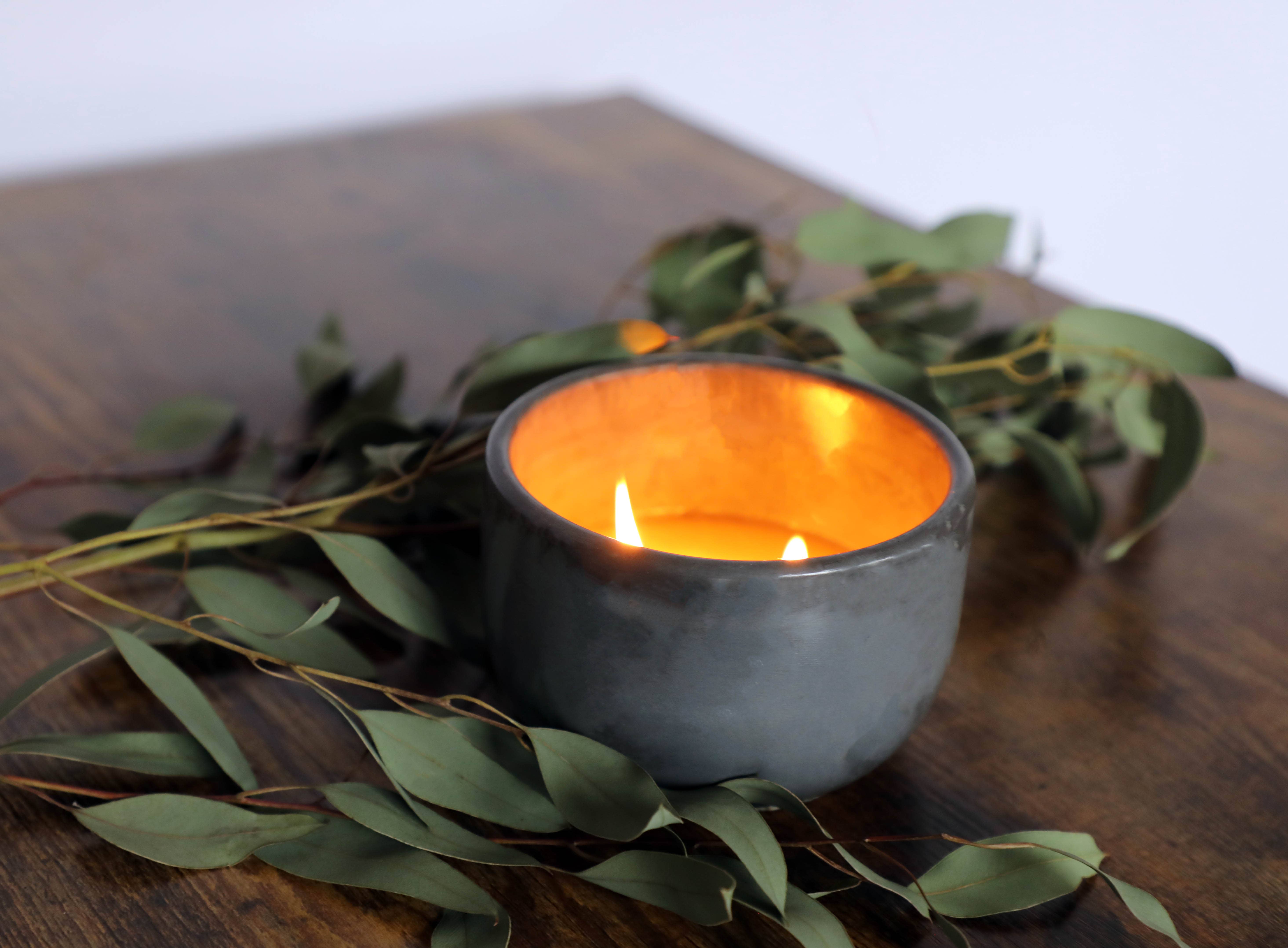 Day Moon Co. - Wholesale Jar/Filled Candle - Palo Santo + White Sage Hand Poured Concrete Candle1