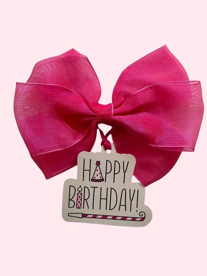 Nœud en forme de bouteille rose + étiquette cadeau™ - Joyeux anniversaire pour la vente par Wrapido!