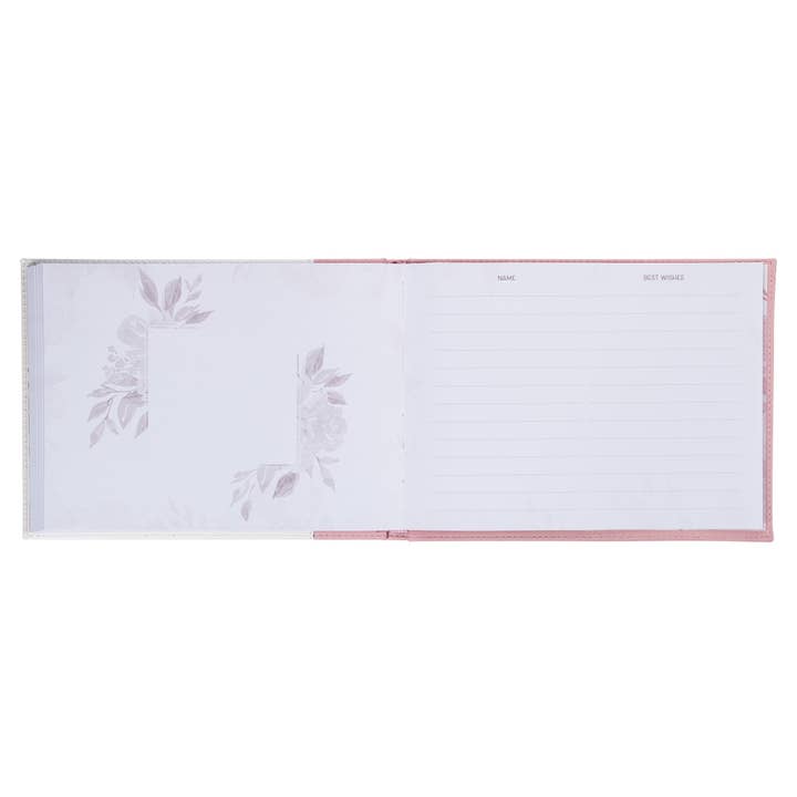 Christian Art Gifts - Vente Livre d'or - Livre d'hôtes Pink/White Floral Mr. & Mrs.5