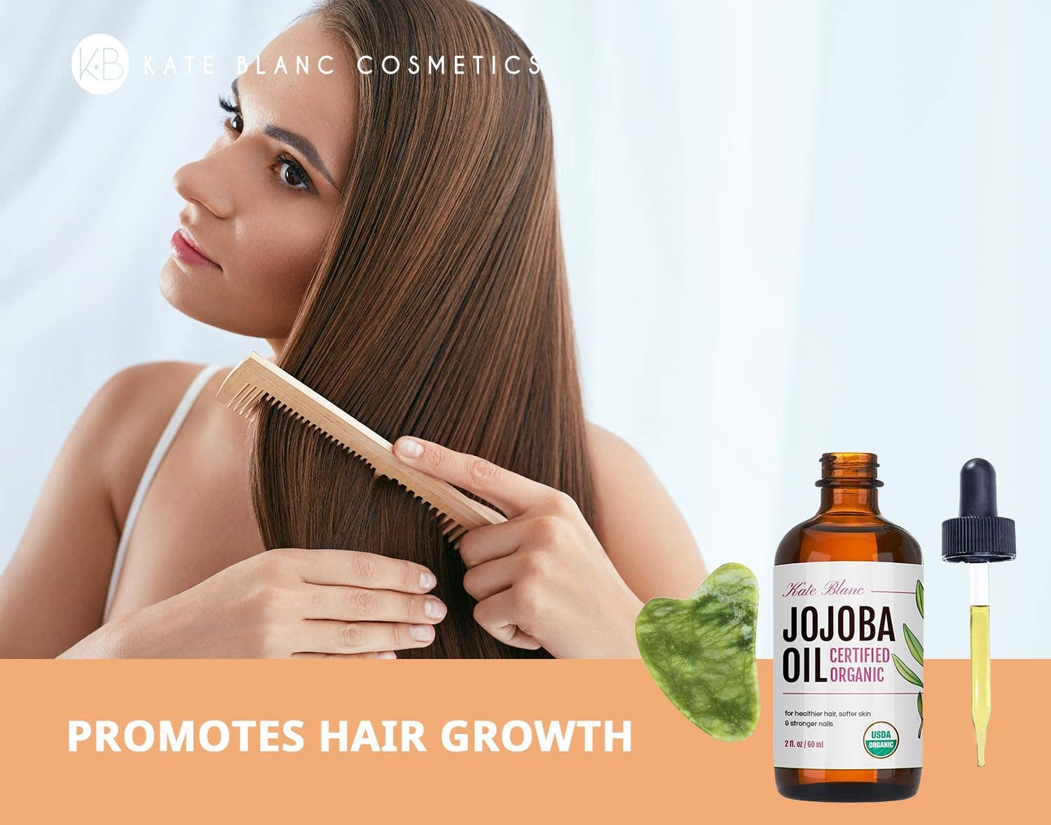 Kate Blanc Cosmetics – wholesale Bath/body oil – Organic Jojoba Oil with Jade Gua Sha Stone2