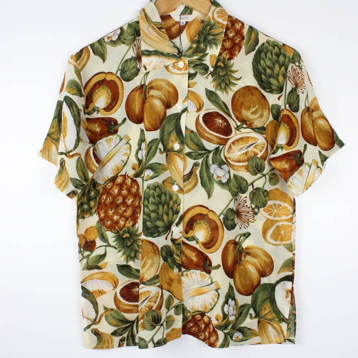 Sun's Out! - Wholesale Button Down Shirt - Women's - Vintage Short-Sleeve Button Up Blouse - Original Length31