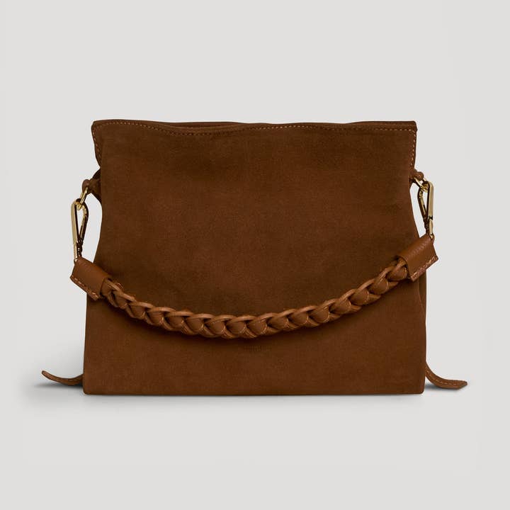 Voemièn - Venta al por mayor Bolso con correa - Mujer - Bolso Braid en ante color tostado y cuero Dollar0