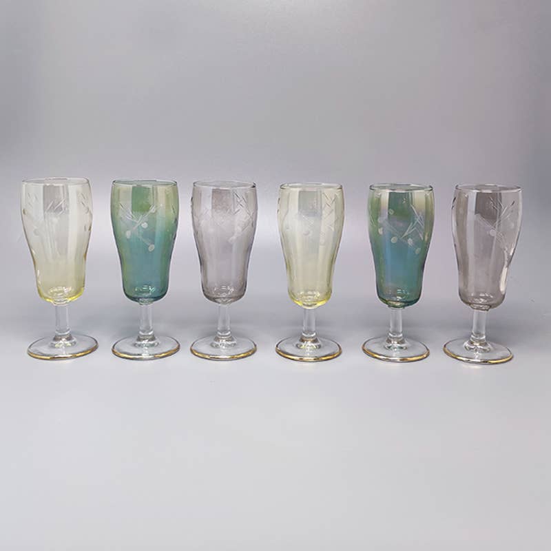 MadInteriorArt - Wholesale Cocktail/Liquor Glass - 1960s Astonishing Set of Six Crystal Glasses. Made in Italy1