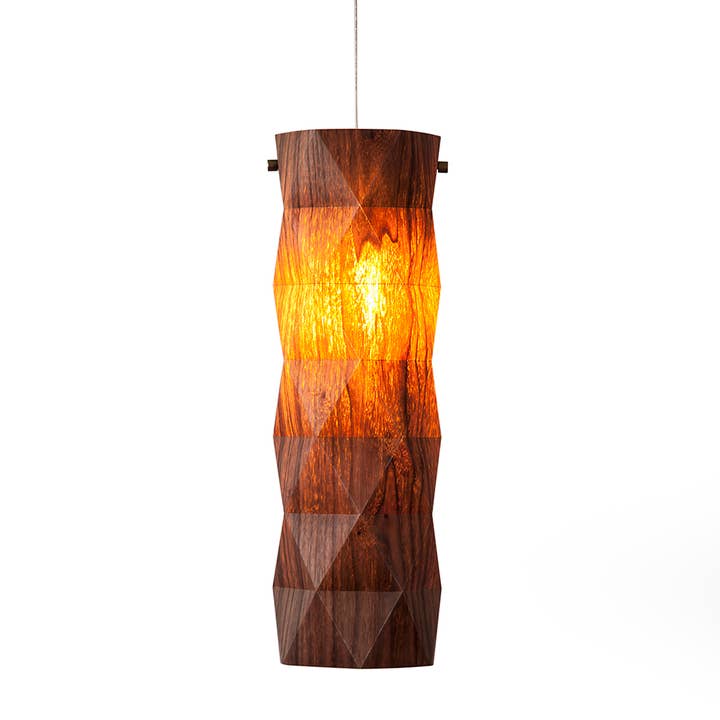 DM + PARTNERS – Engroshandel Lysekrone/pendellampe – Foldet lampeskærm i naturligt træ og akryl0