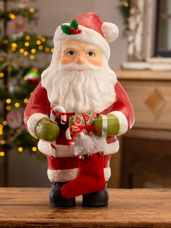 Vintage Santa With Stocking for wholesale by Bethany Lowe Designs