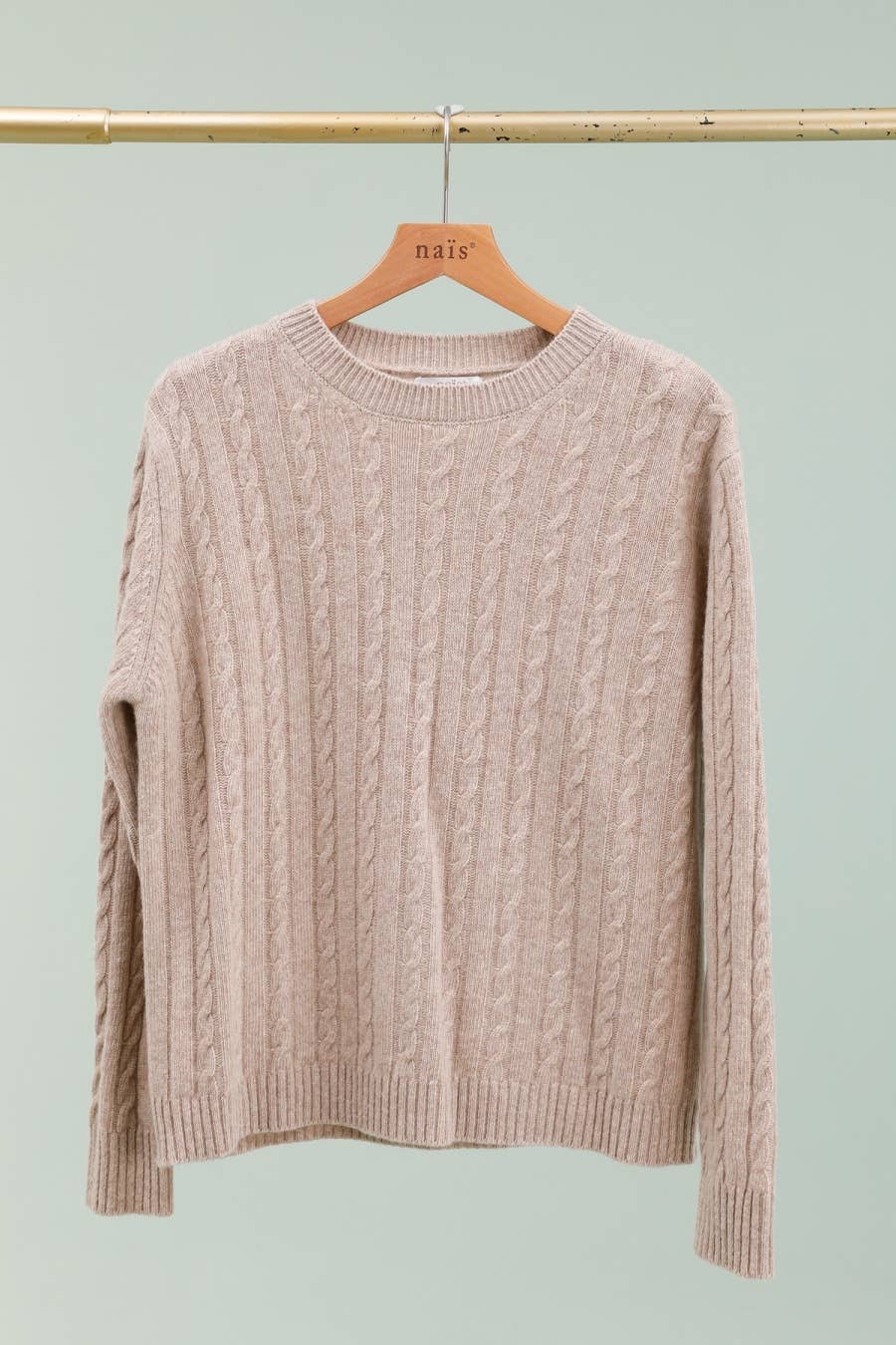 NAÏS PARIS - Wholesale Knit Sweater - Women's - Crew neck cable knit sweater in 100% extra fine merino wool1