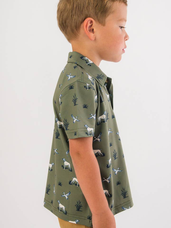 Green Boys Pond Pups Hunting Dog Knit Short Sleeve Performance Polo
for wholesale on Faire2