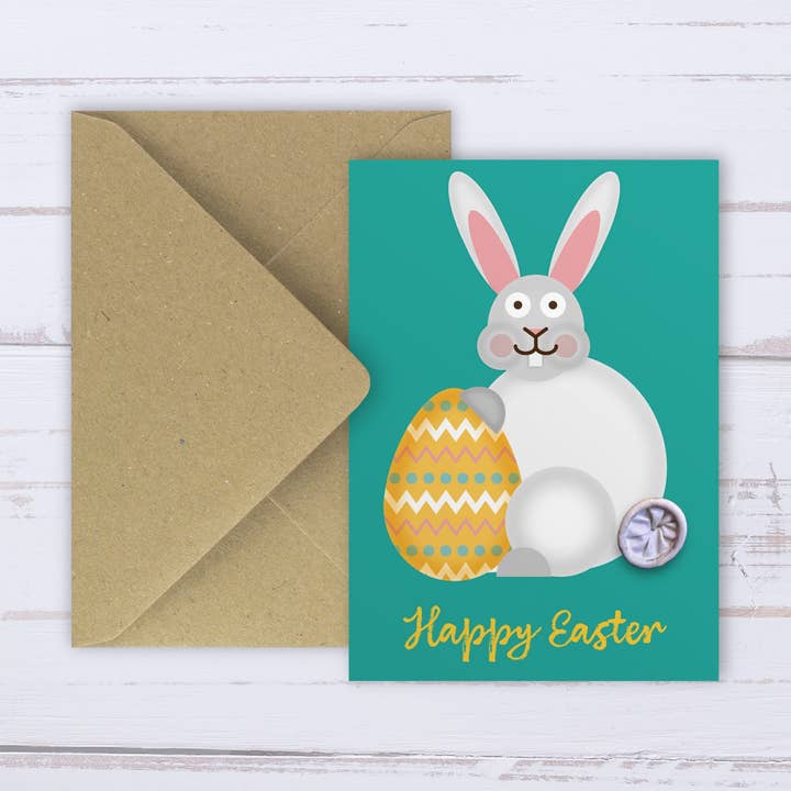Easter Bunny balloon card for wholesale by Designed by Islay