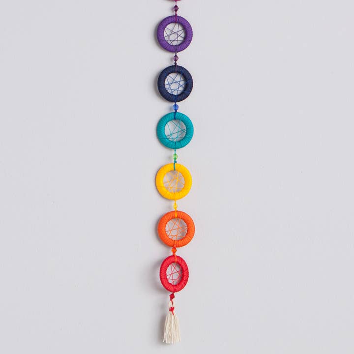 CHAKRAS LINE MINI Handmade Positivity Dream Catcher, Wall Ha for wholesale by MANIK