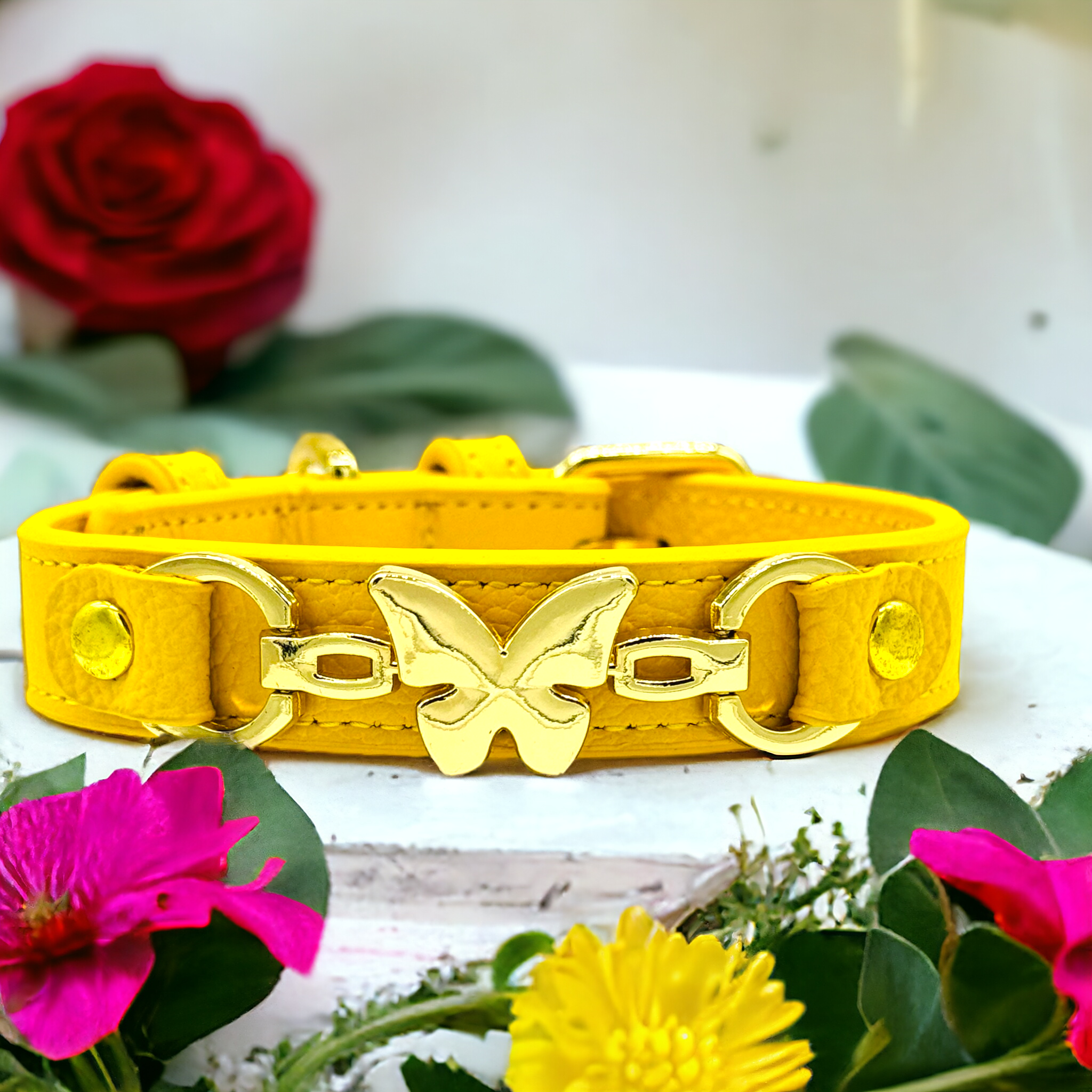 PupWiser - Wholesale Pet Collar - Dog - BUTTERFLY Handmade Leather Dog Collar2