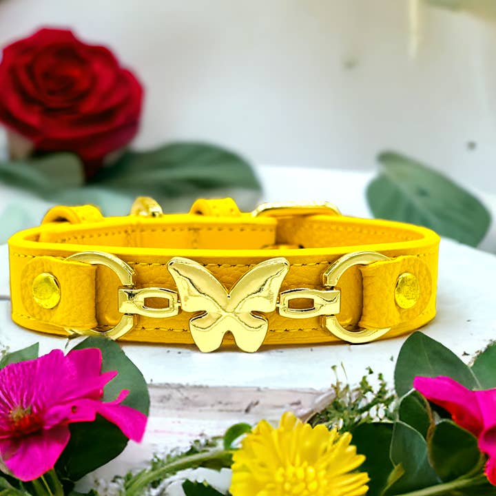 PupWiser - Wholesale Pet Collar - Dog - BUTTERFLY Handmade Leather Dog Collar2