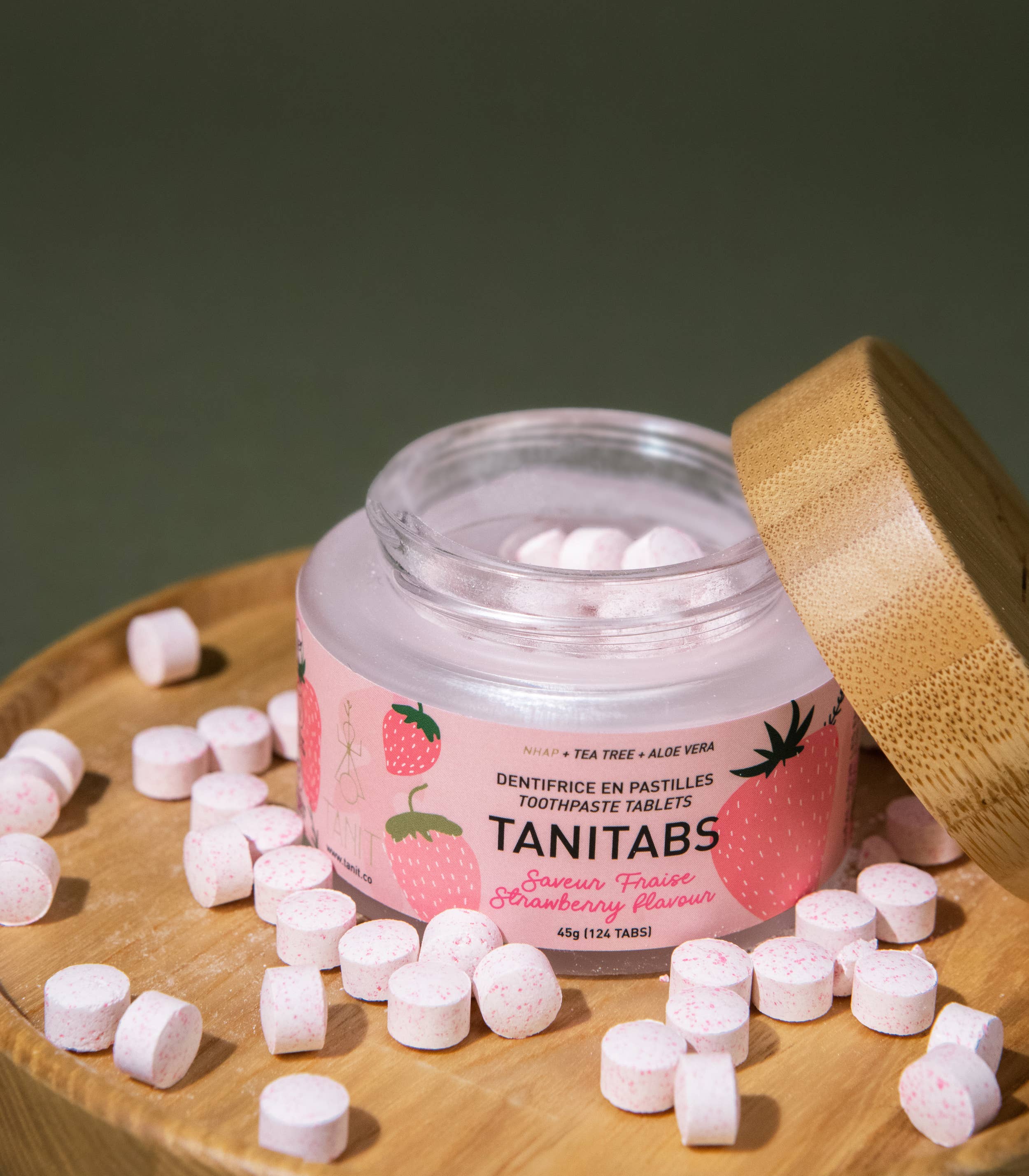 TANIT - Wholesale Toothpaste - Strawberry Toothpaste Tablets - Reusable jar - 124 tablets1