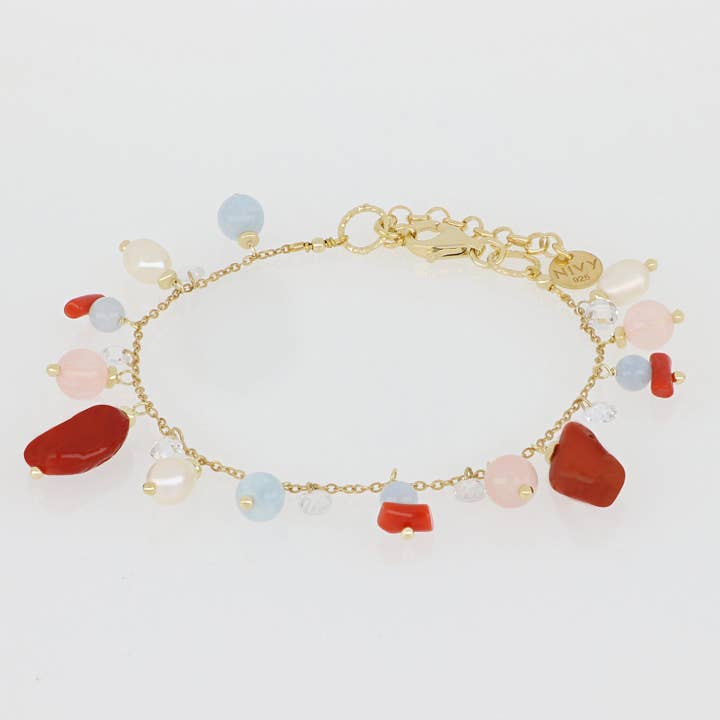 Pulsera con colgante de coral - Azzurra para venta al por mayor de Nivy