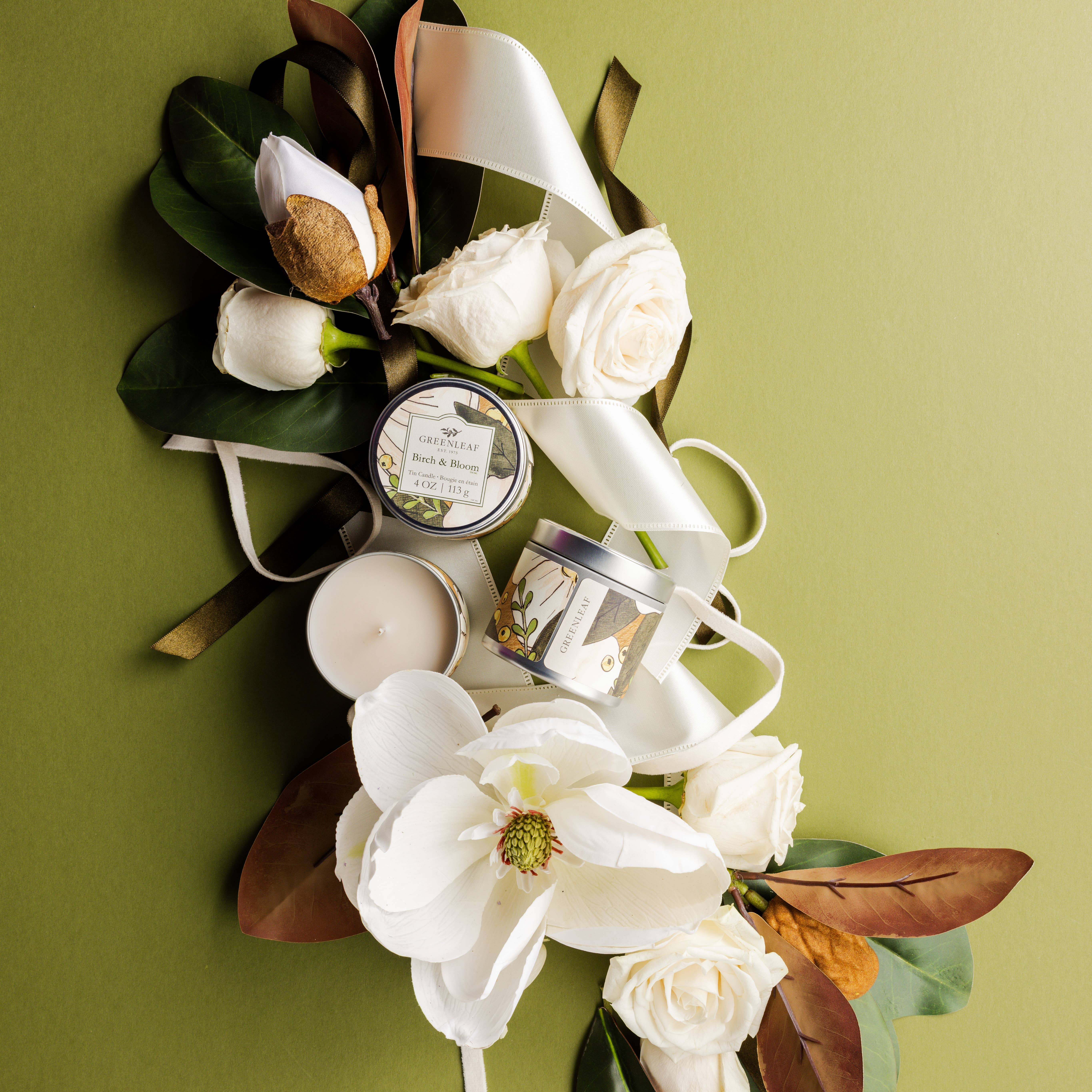 Greenleaf Gifts - Wholesale Jar/Filled Candle - Birch & Bloom Tin Candle 6pk3