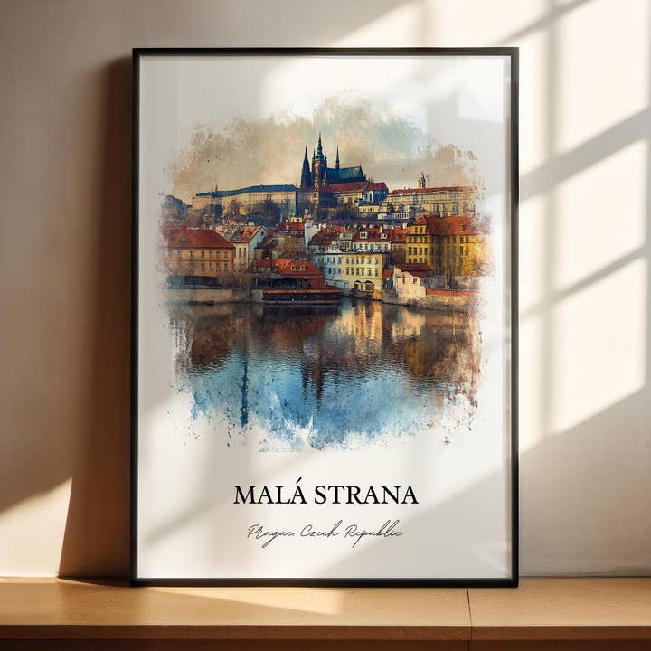 Malá Strana Wall Art, Prague Print, Prague Watercolor Art, Prague CZ Gift, Czech Republic Travel Print, Travel Poster, Housewarming Gift for wholesale by Premium Travel Art