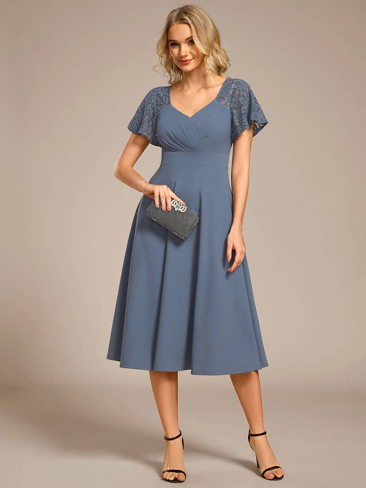 Ever-Pretty - Wholesale Dress - Women's - Ruffle Sweetheart Midi Wedding Guest Dress
