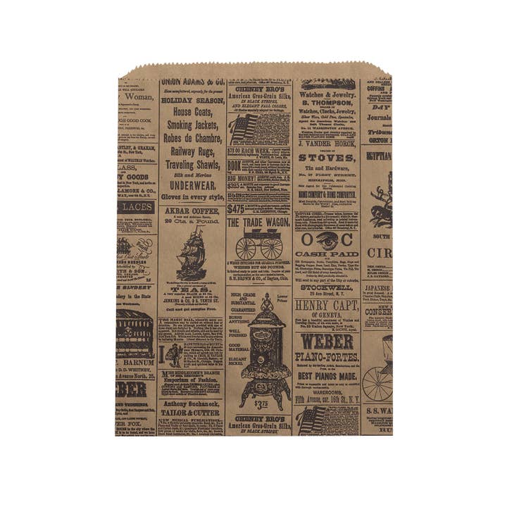 Black Newsprint Paper Merchandise Bags for wholesale on Faire