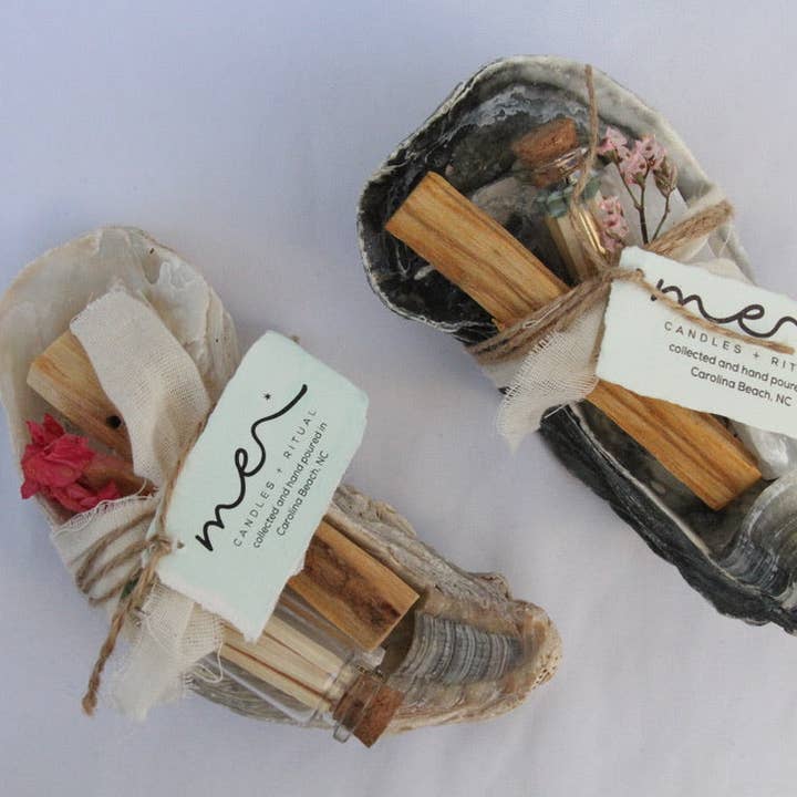 ME Candles + Ritual - Wholesale Spiritual Stone/Crystal - Cleansing Ritual - Palo Santo, Selenite, Matches, Oyster Shell