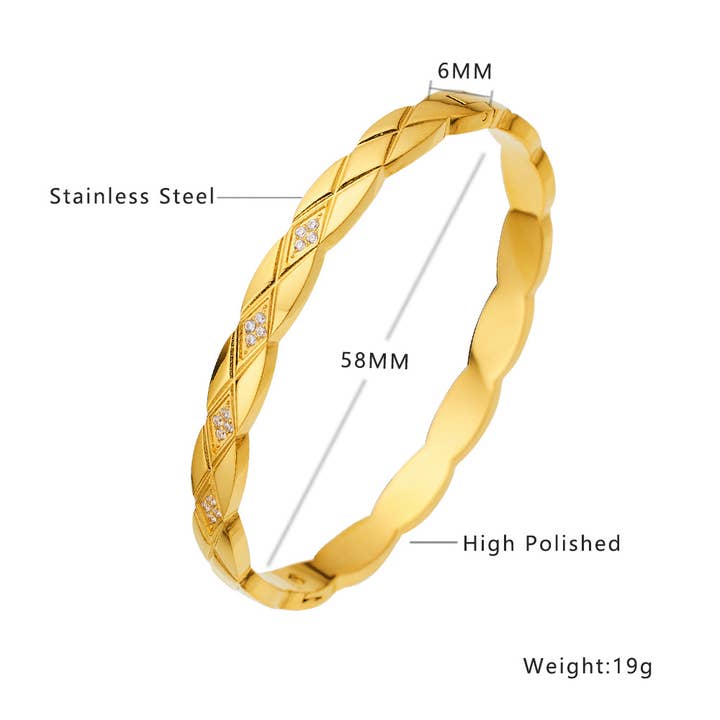 Mio Queena - Wholesale Cuff Bracelet - Multi Style 18K Gold Plated Stainless Steel Cuff Bangles-FGS