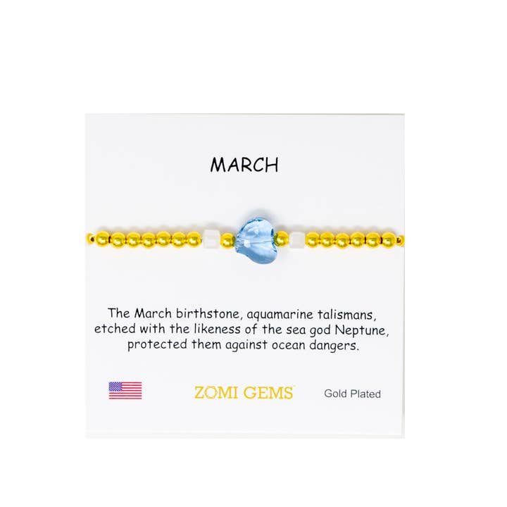 Tiny Treats and ZOMI GEMS - Wholesale Beaded Bracelet - Kids - Stretchy Gold Bead Heart Birthstone Bracelets for Kids4